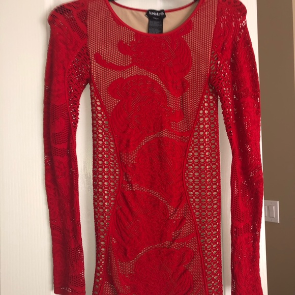 Red Lacy short dress from BEBE - Picture 6 of 6